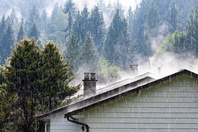 roof flashing-house in rain