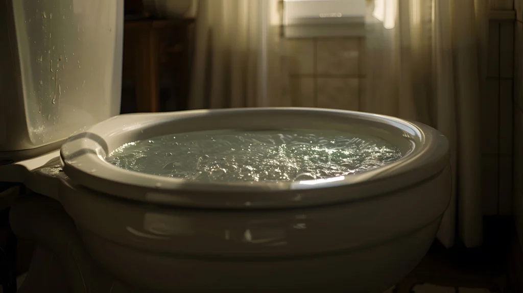 clogged toilet in bathroom 